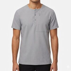 FIG Scrub Top Men's XS Zip Pocket Gray Technical Collection M21SW1030